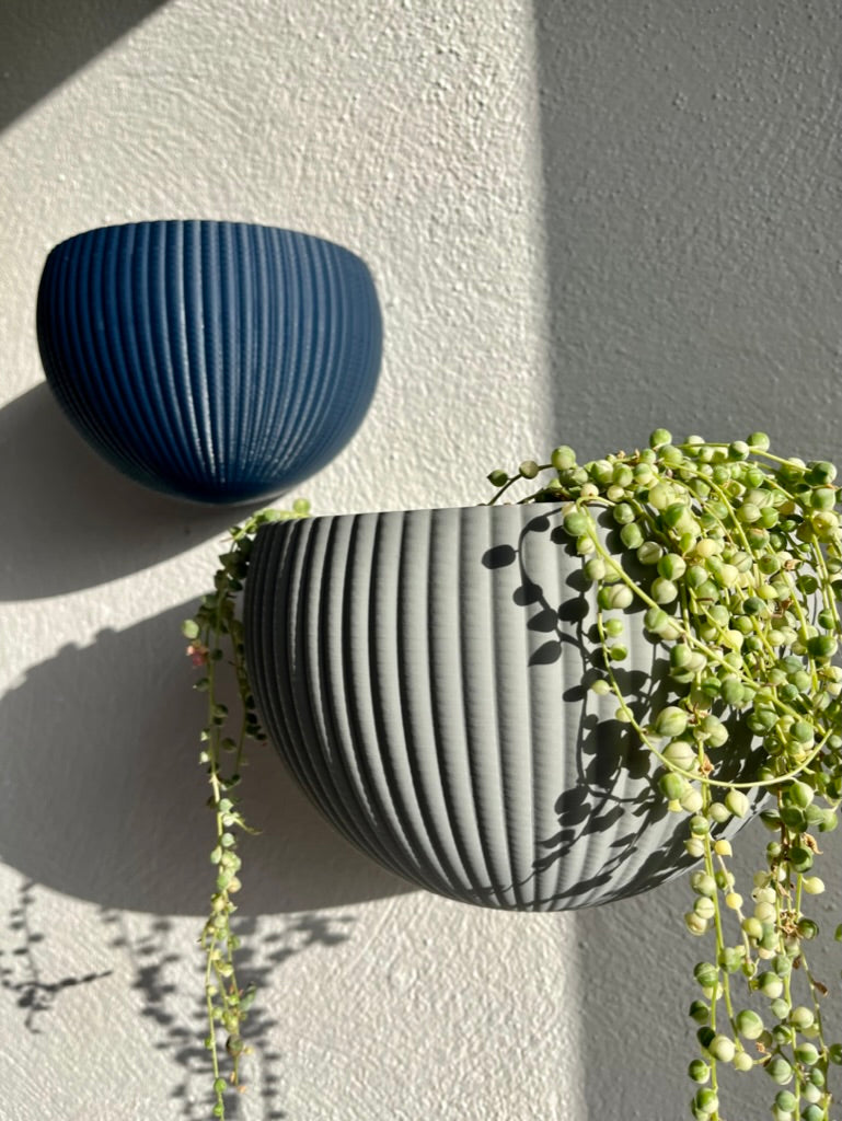 Ribbed Wall Mounted Plant Pot