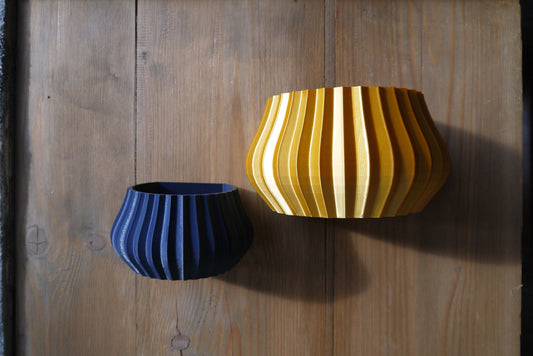 Gold and Navy Wall Mounted Plant Pots