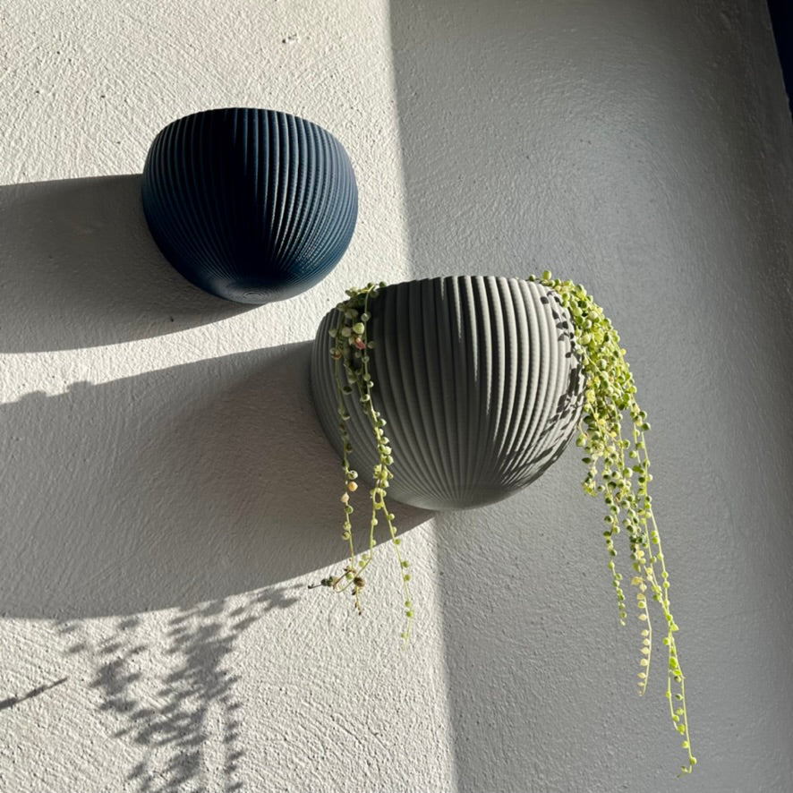 Ribbed Wall Mounted Plant Pot