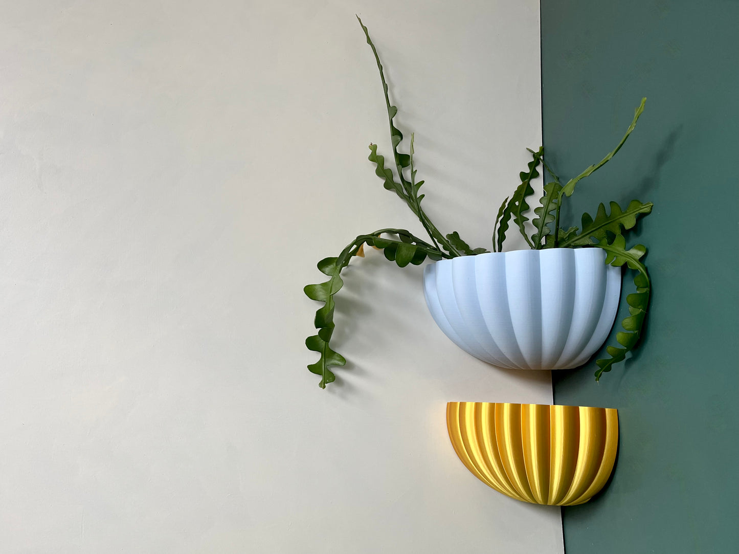 Corner Wall Mounted Plant Pot Fluted Shell Pattern