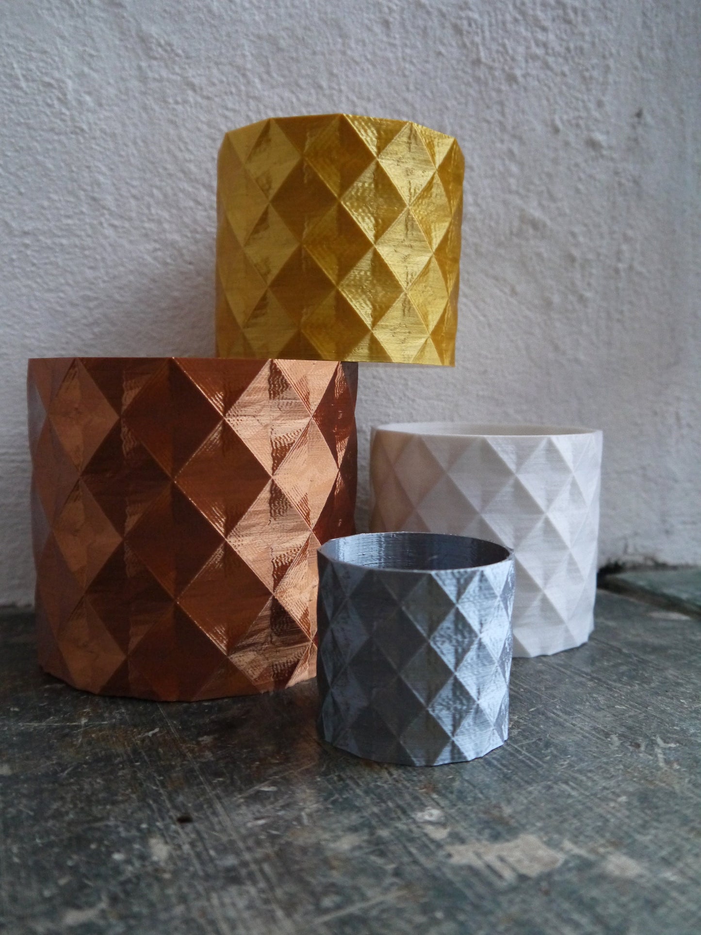 Geometric Diamond Pattern Plant Pot