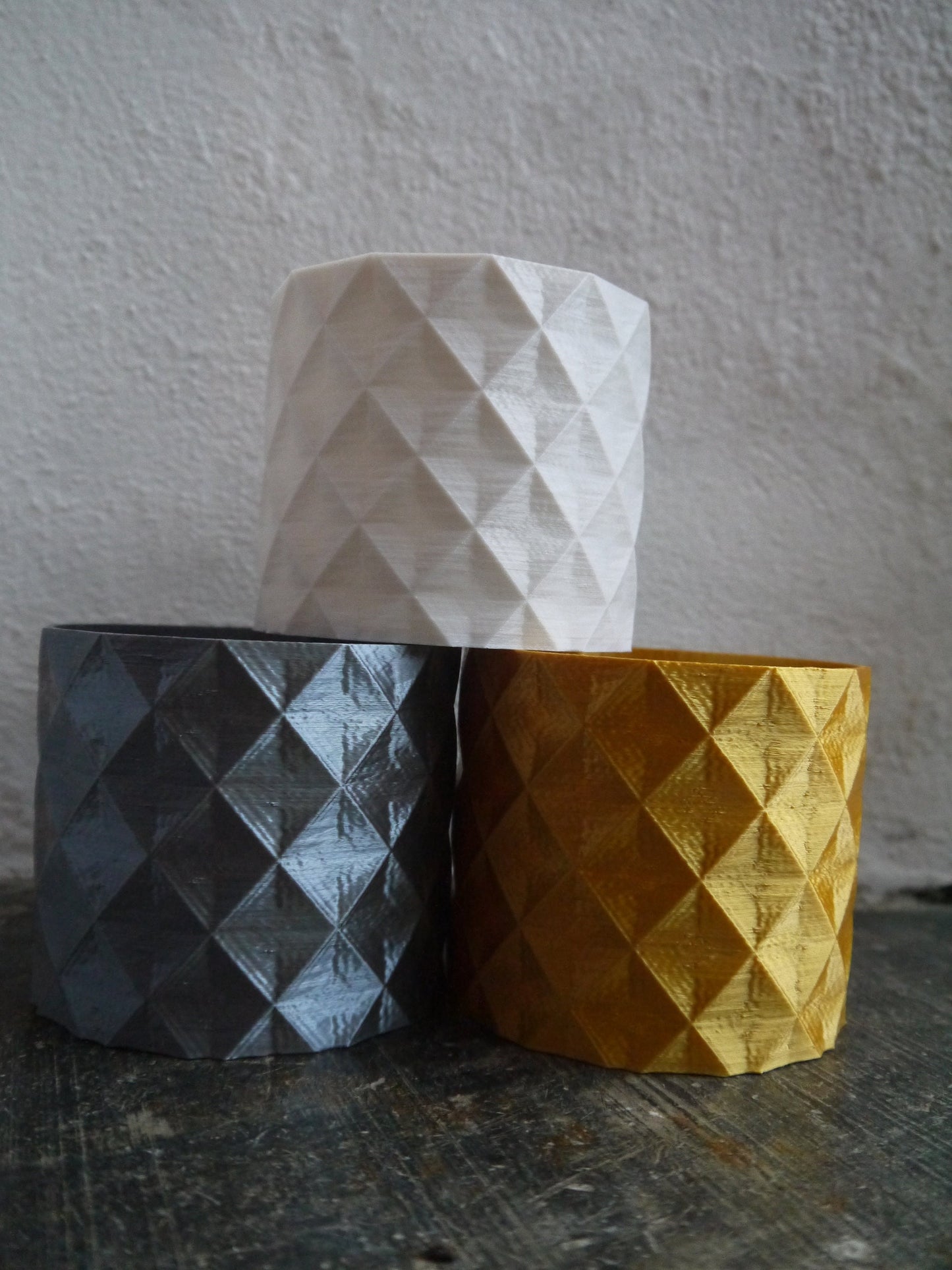 Geometric Diamond Pattern Plant Pot