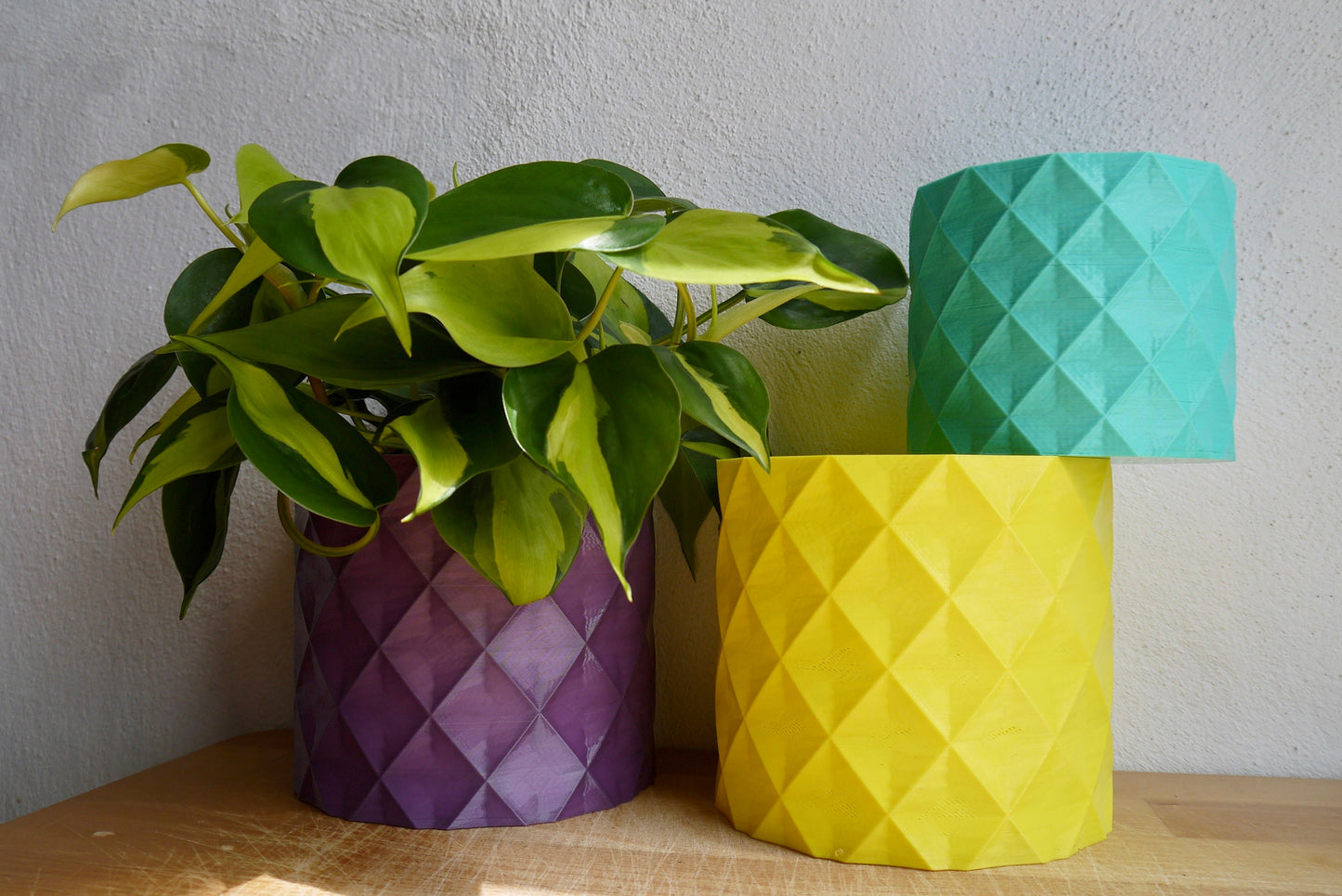 Geometric Diamond Pattern Plant Pot